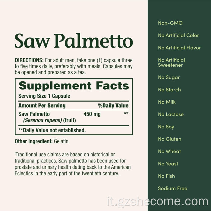 Shecome Saw Palmetto 250 capsule per la salute delle vie urinarie